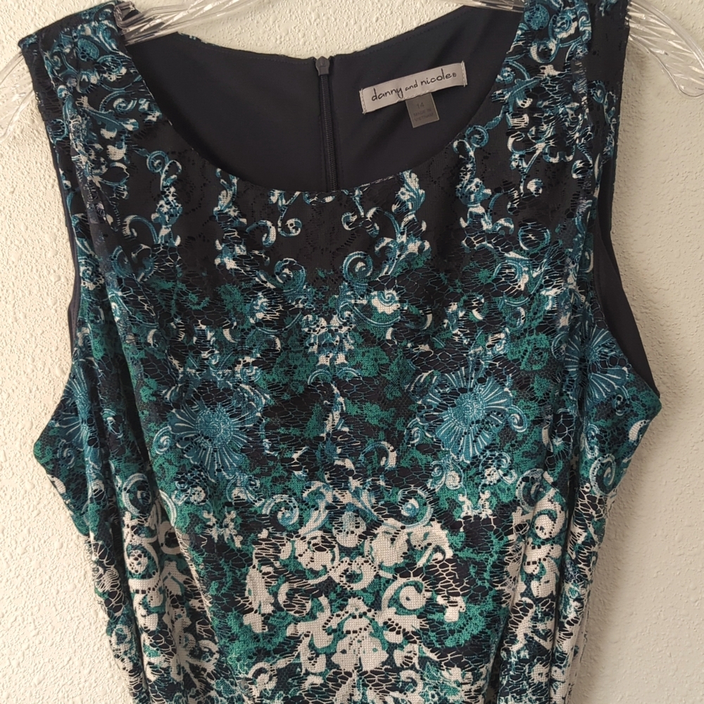 Danny and nicole Vintage Dress, Green & Navy Sz 14